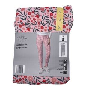 NEW Serra Fleece Lined Leggings Women's Size Small Pink Floral Extra Tight Fit